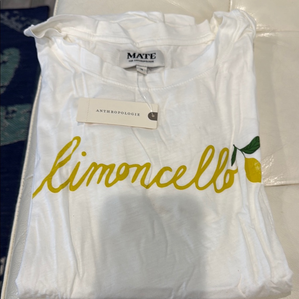 Anthropologie White 'Limoncello' Graphic Long Sleeve Tee